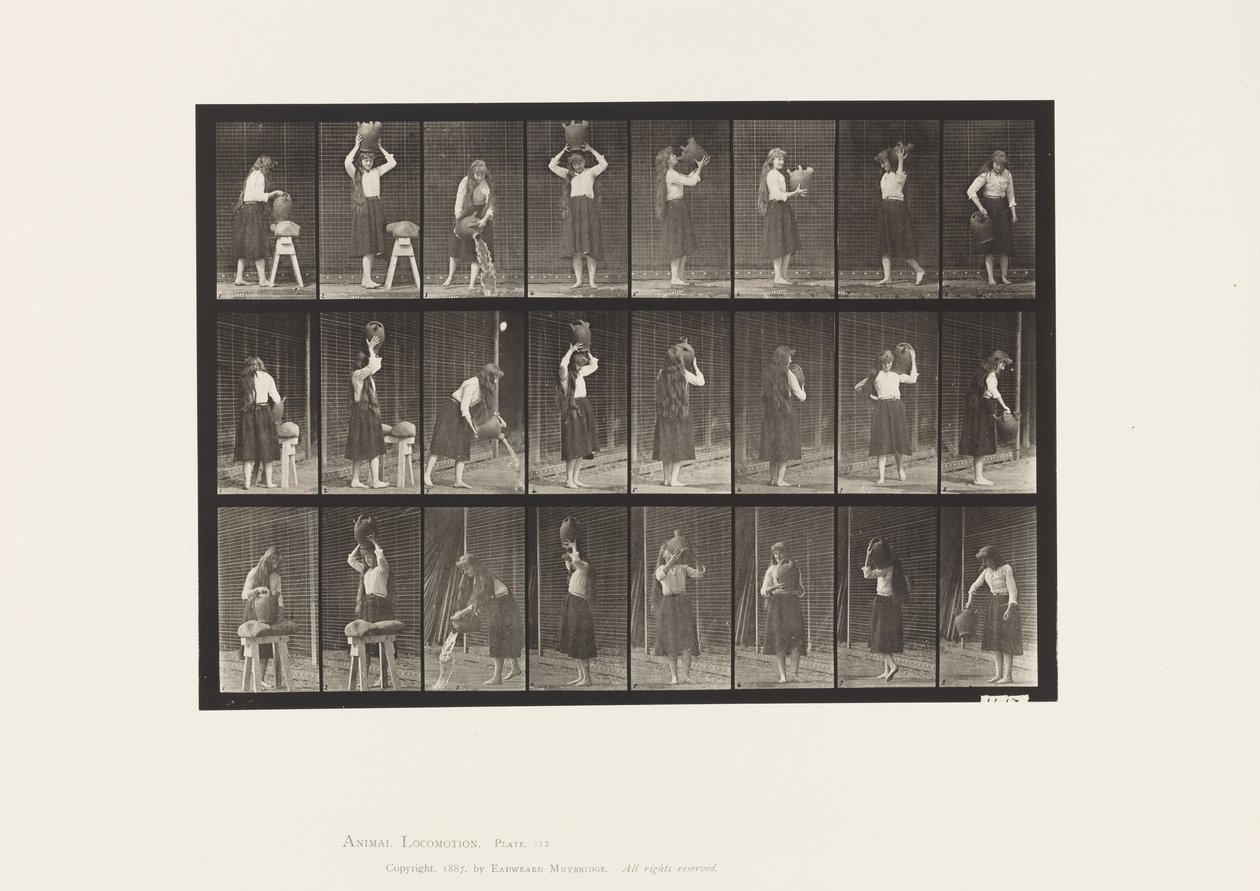 Plaat 517. Diverse Bewegingen met een Waterkruik door Eadweard Muybridge