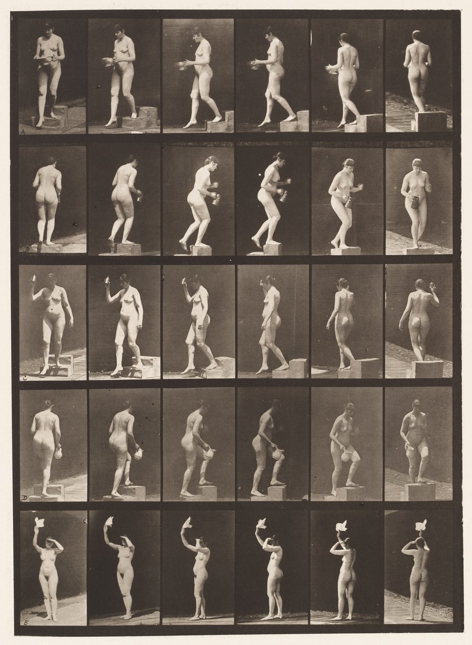 A, Een Stap Afdalen; B, Een Stap Beklimmen door Eadweard Muybridge