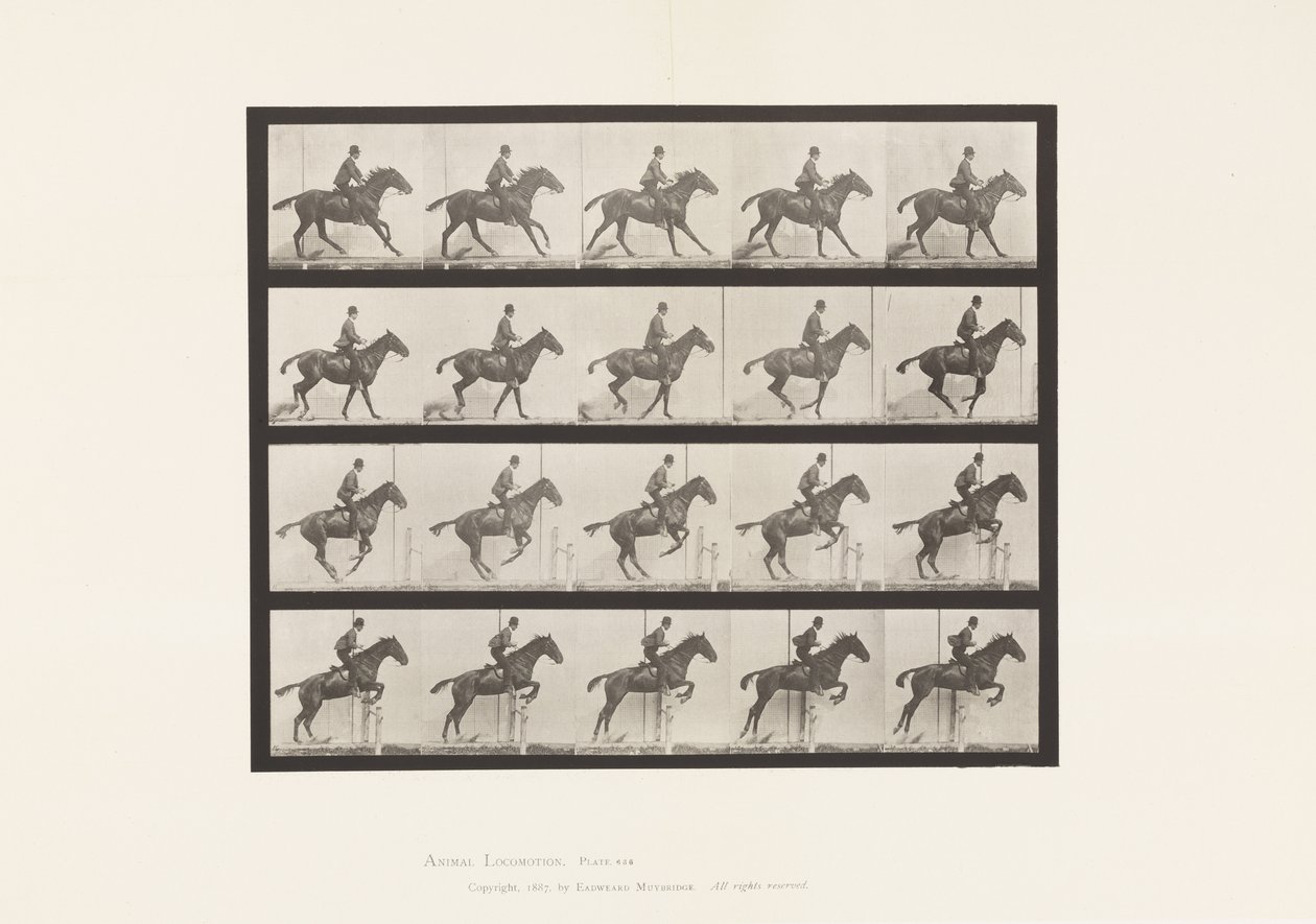 Plaat 636. Hordespringen; Zadel; Voorbereiding op de Sprong door Eadweard Muybridge