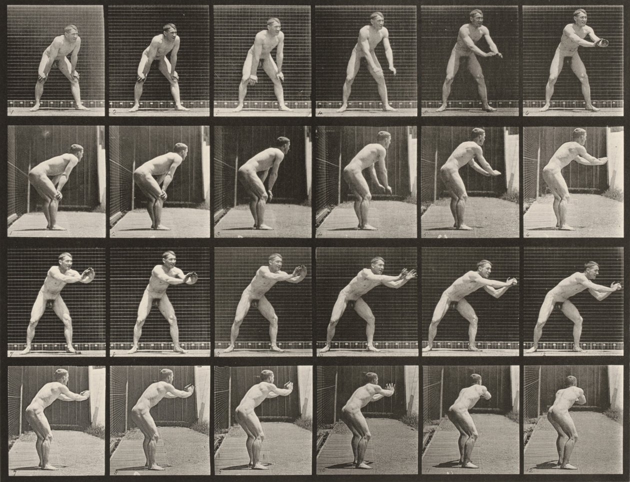 Plaat nummer 280. Honkbal, vangen door Eadweard Muybridge