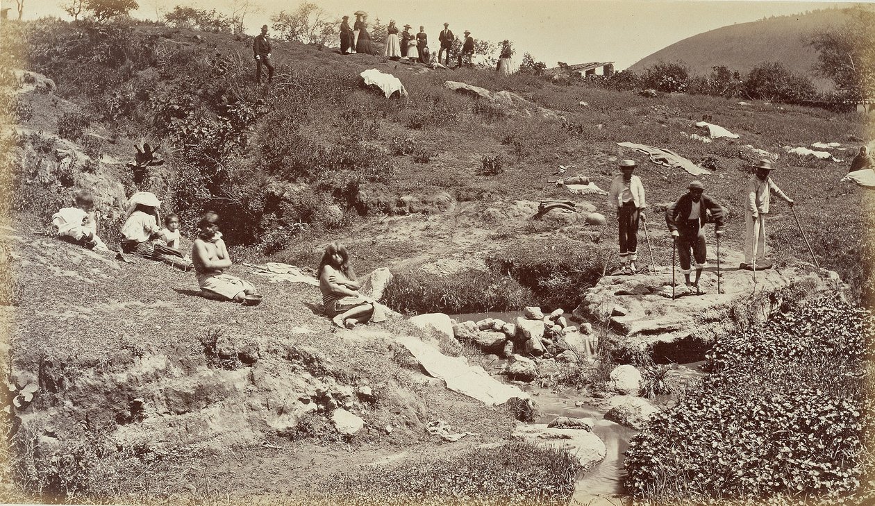 Doek trekken in Almolonga, Guatemala door Eadweard Muybridge