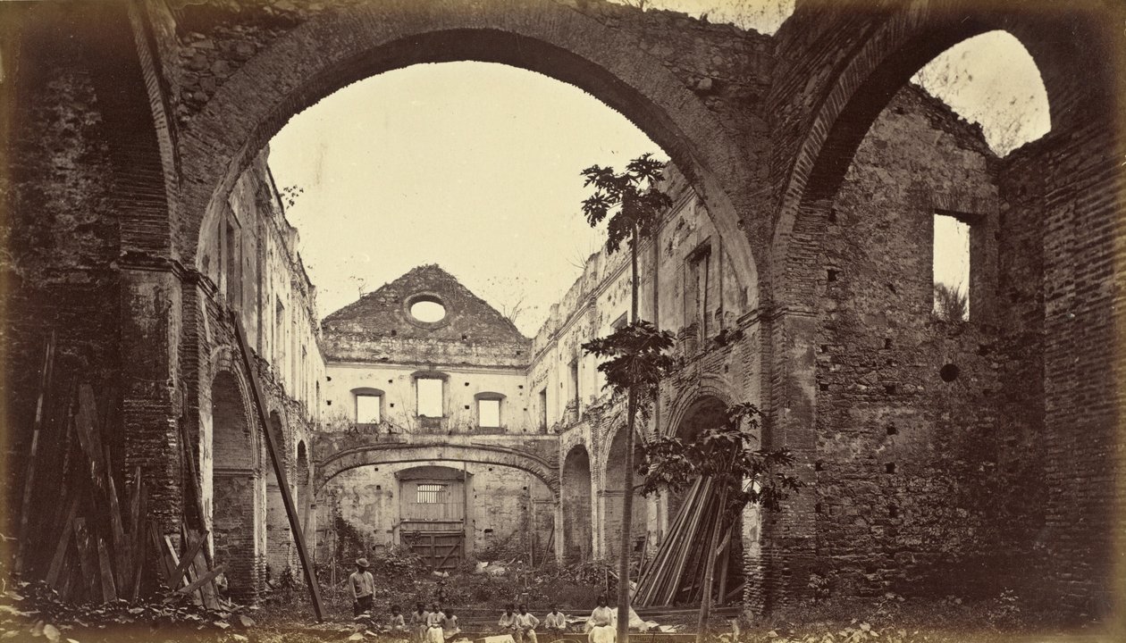Ruïnes van de kerk van Santo Domingo-Panama,1875, gepubliceerd 1877 (foto) door Eadweard Muybridge