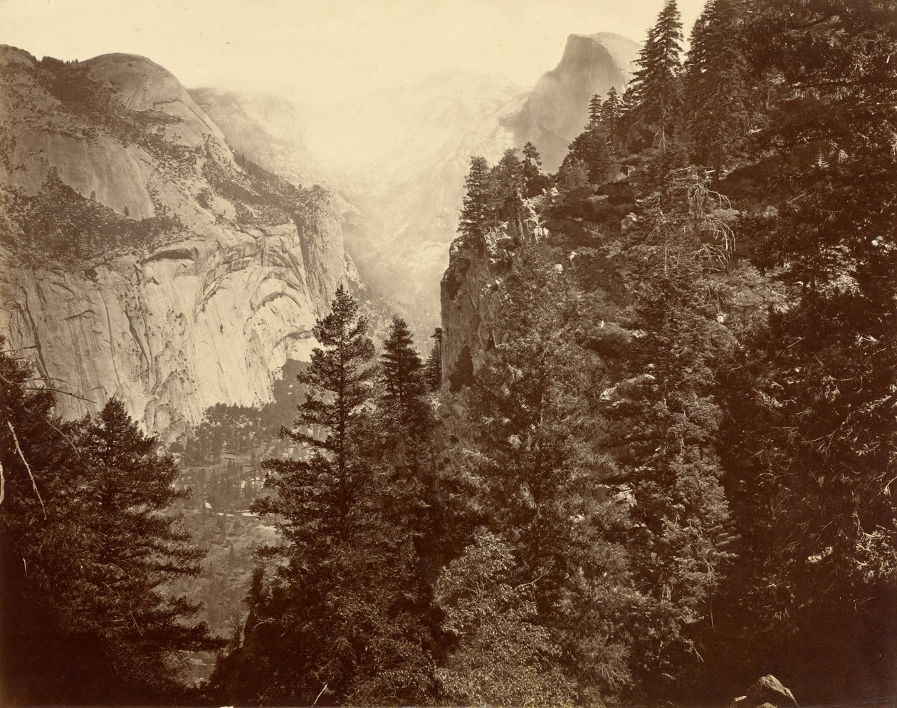 Tenaya Canyon vanaf Union Point, Yosemite Valley door Eadweard Muybridge