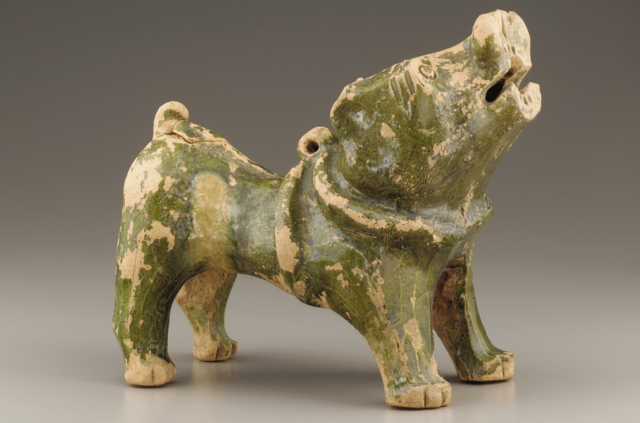 Grafbeeld van een blaffende hond door Eastern Han Dynasty Chinese School