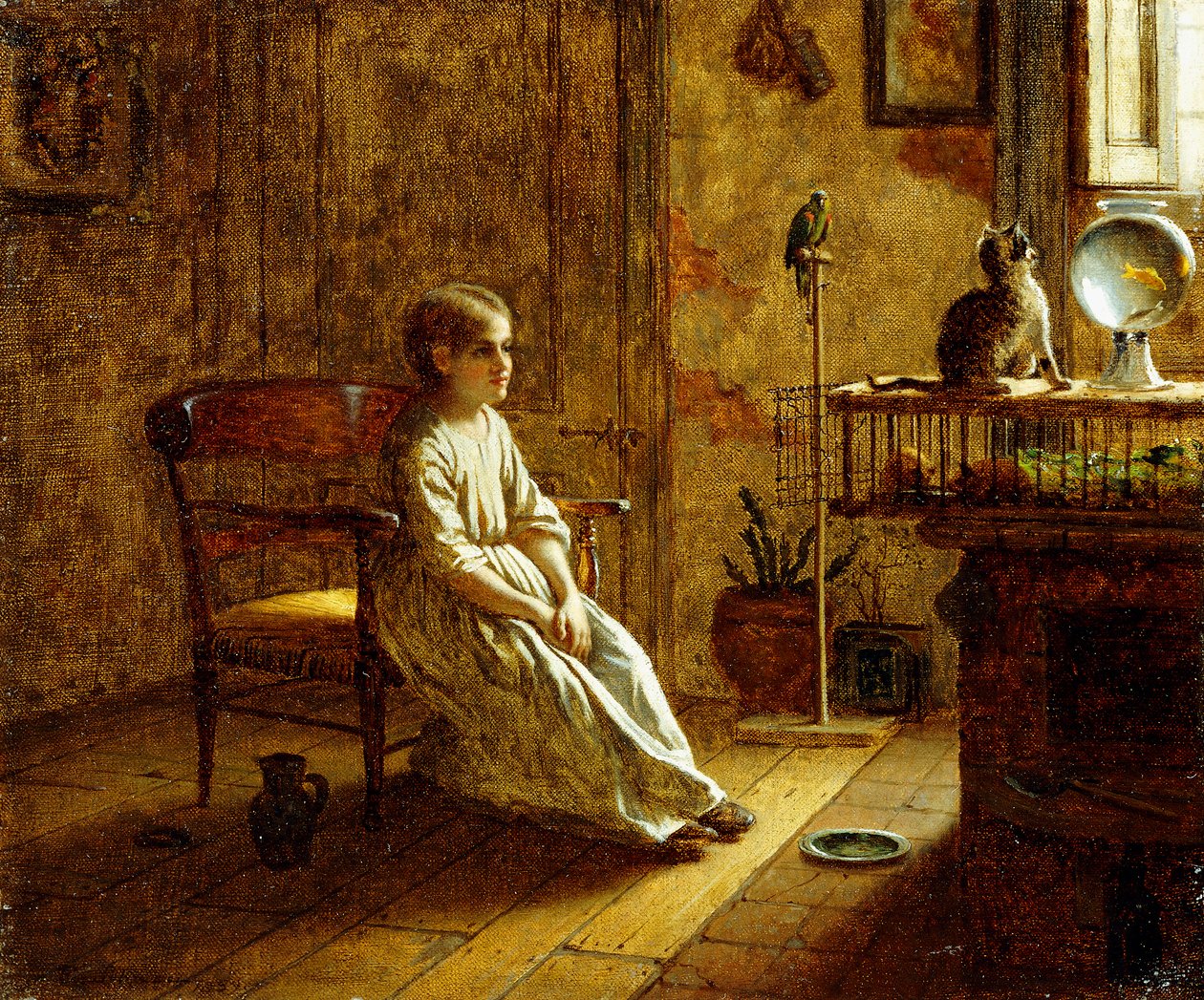 De menagerie van een kind door Eastman Johnson