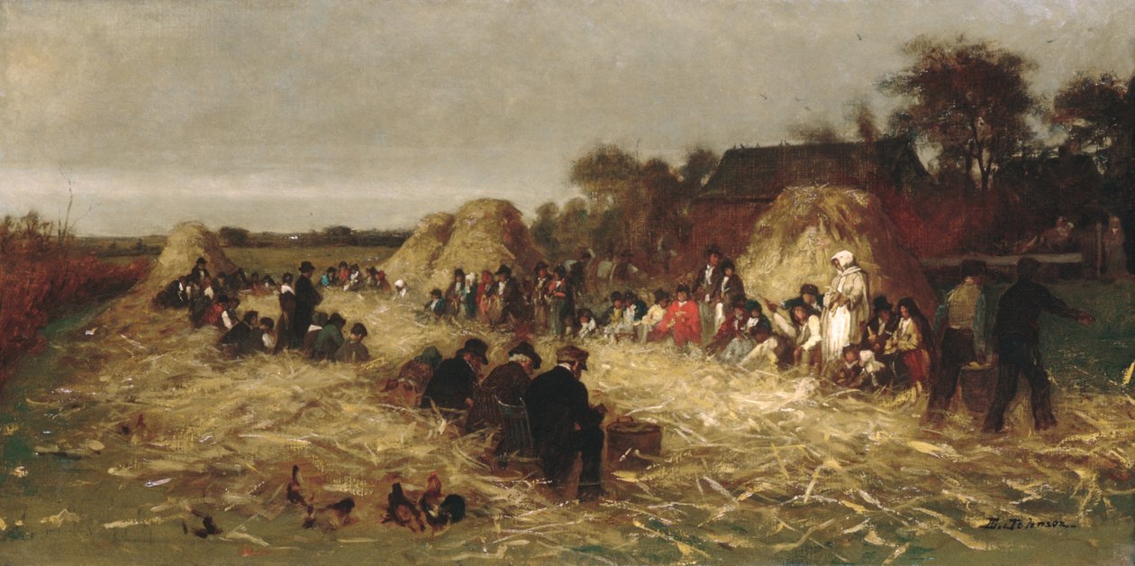 Maïs pellen op Nantucket door Eastman Johnson