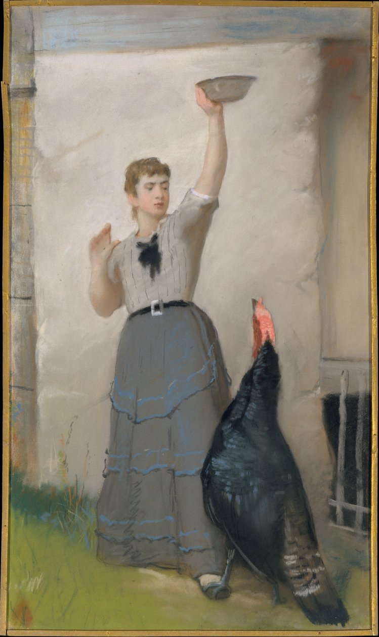 De kalkoen voeren door Eastman Johnson