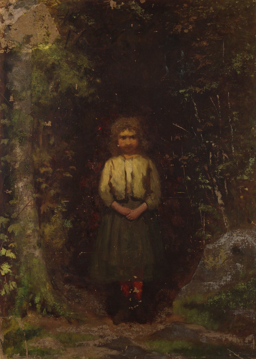 Op de Heuvel (recto); Meisje in het Bos (verso) door Eastman Johnson