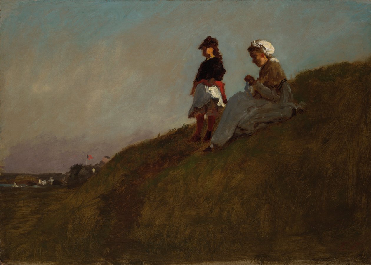 Op de heuvel (voorkant); Meisje in het bos (achterkant) door Eastman Johnson