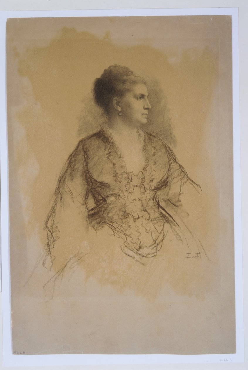 Portret van een vrouw door Eastman Johnson
