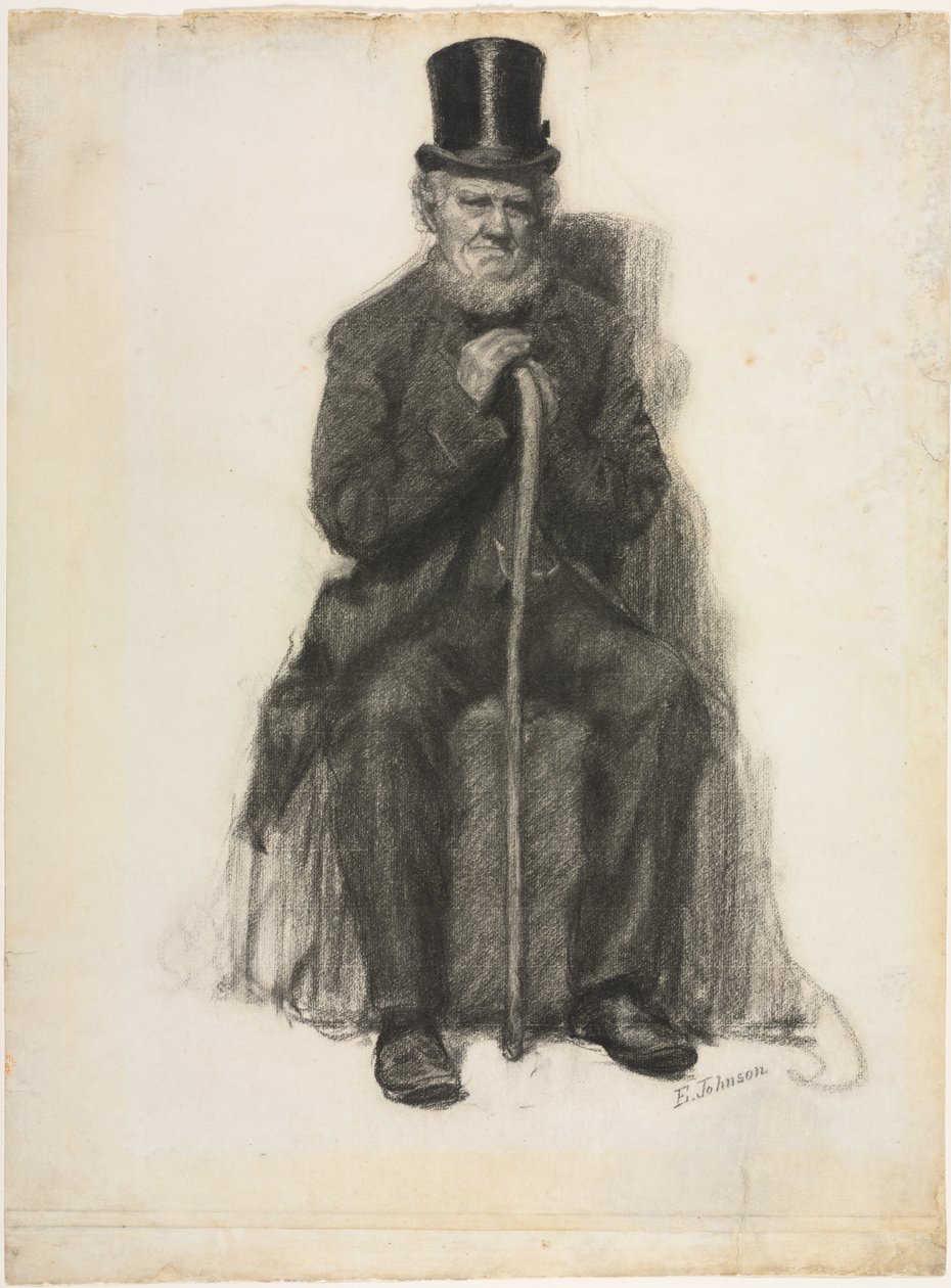 Studie van een oude man Mogelijk een studie voor portret van Peter Folger, c. 1886 door Eastman Johnson
