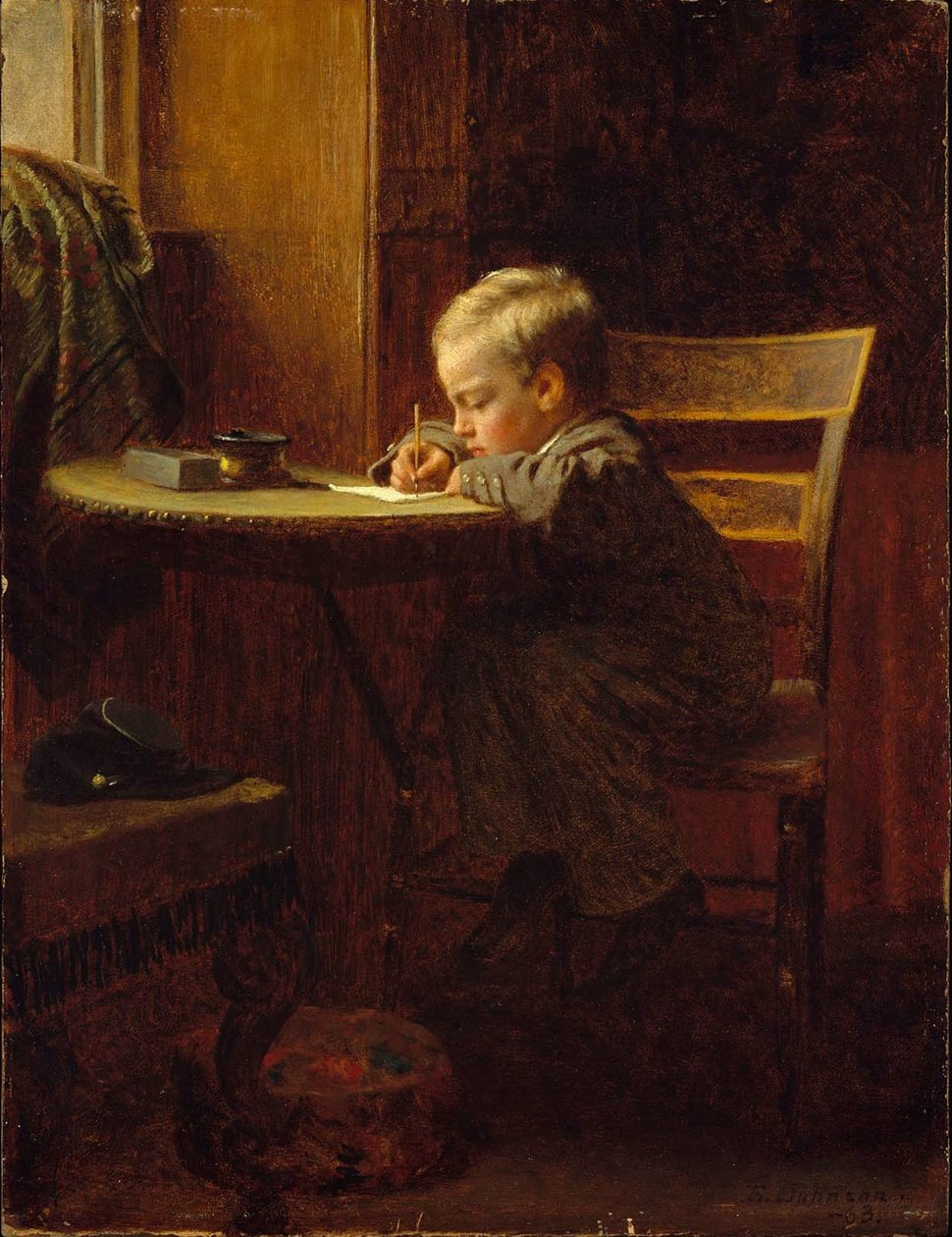 Schrijven naar vader door Eastman Johnson