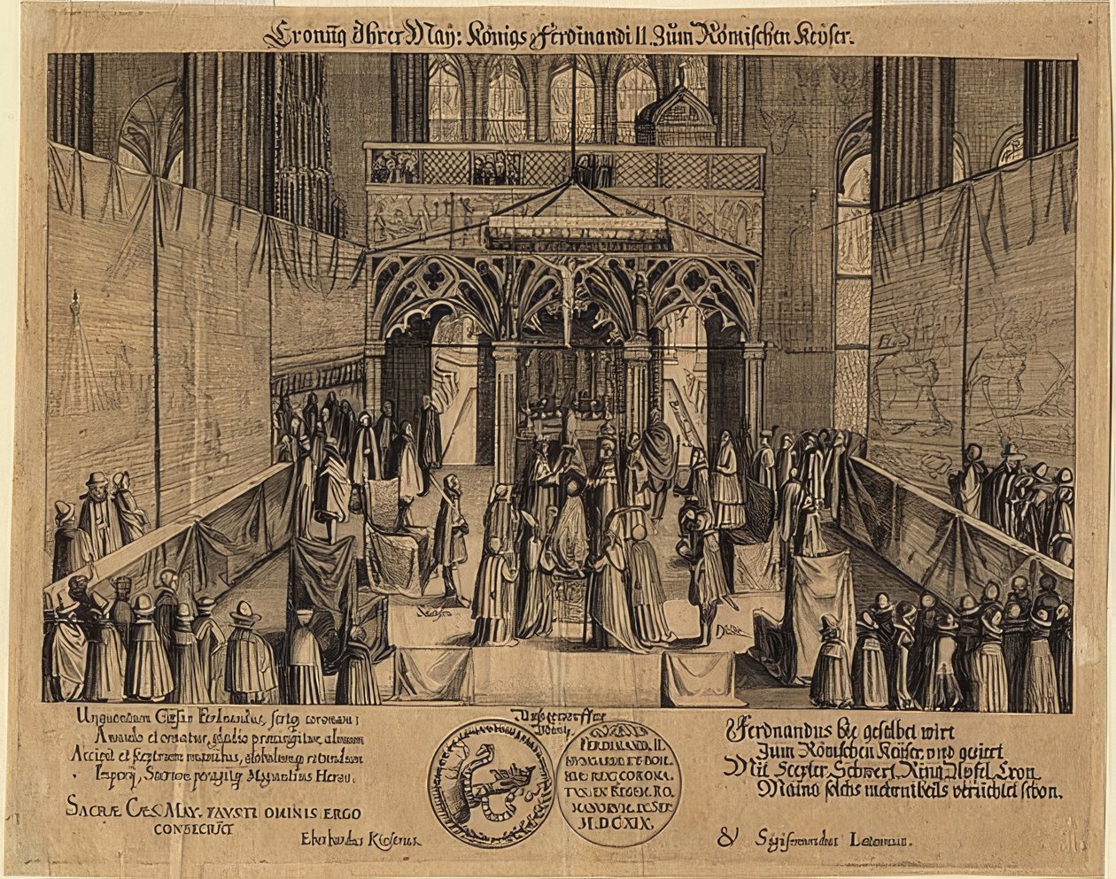 De kroning van koning Ferdinand II tot Romeinse keizer door Eberhard Kieser