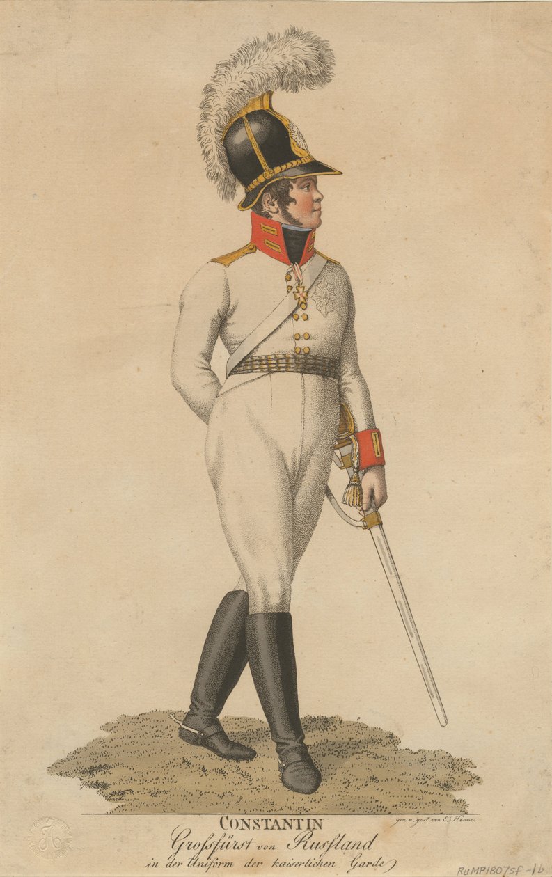 Portret van groothertog Constantijn Pavlovitsj van Rusland 1779-1831, 1807 door Eberhard Siegfried Henne