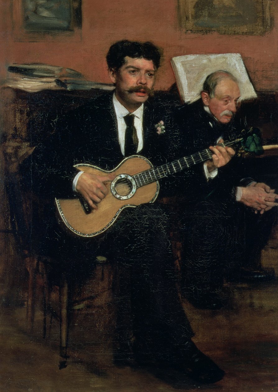 Portret van Lorenzo Pagans (1838-83), Spaanse tenor, en Auguste Degas (1807-74), de vader van de kunstenaar door Edgar Degas