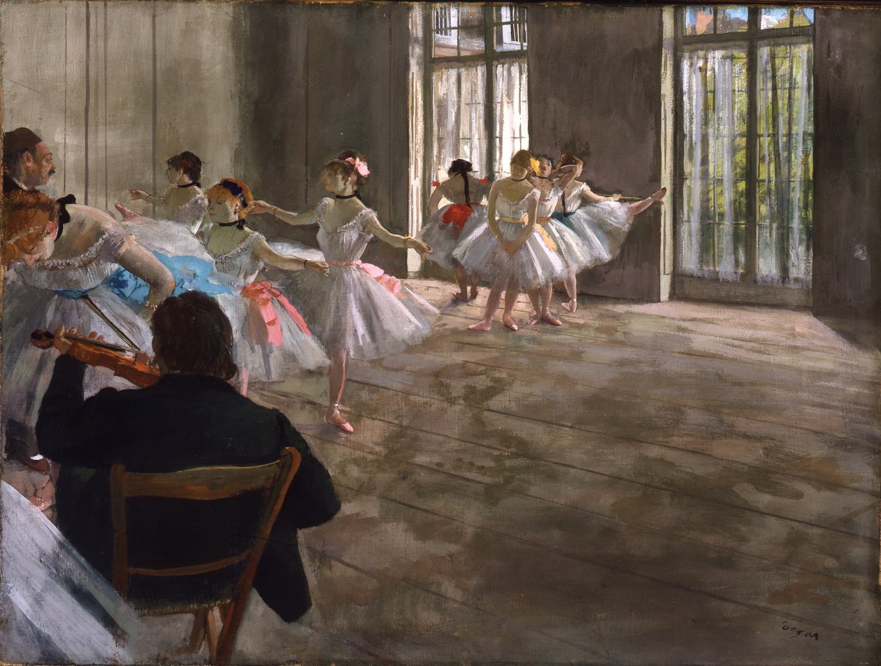 Repetitie in de Foyer, c.1875 door Edgar Degas