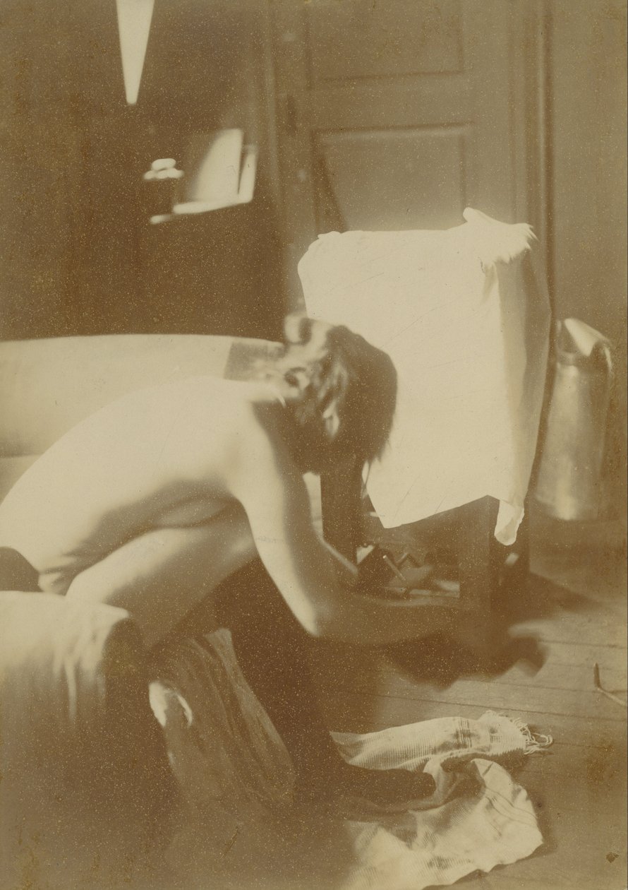 Zittende naakt door Edgar Degas