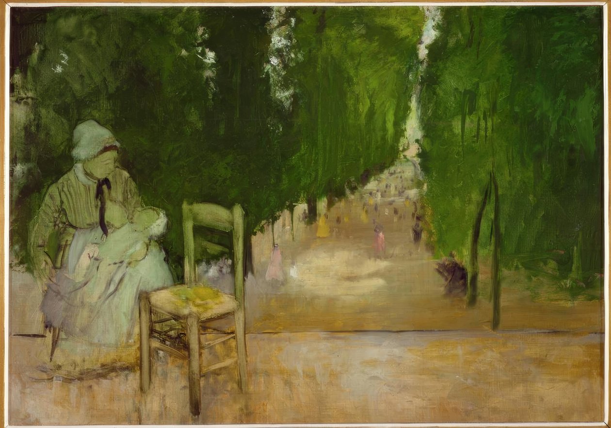 Een kindermeisje in de tuin van Luxemburg door Edgar Degas