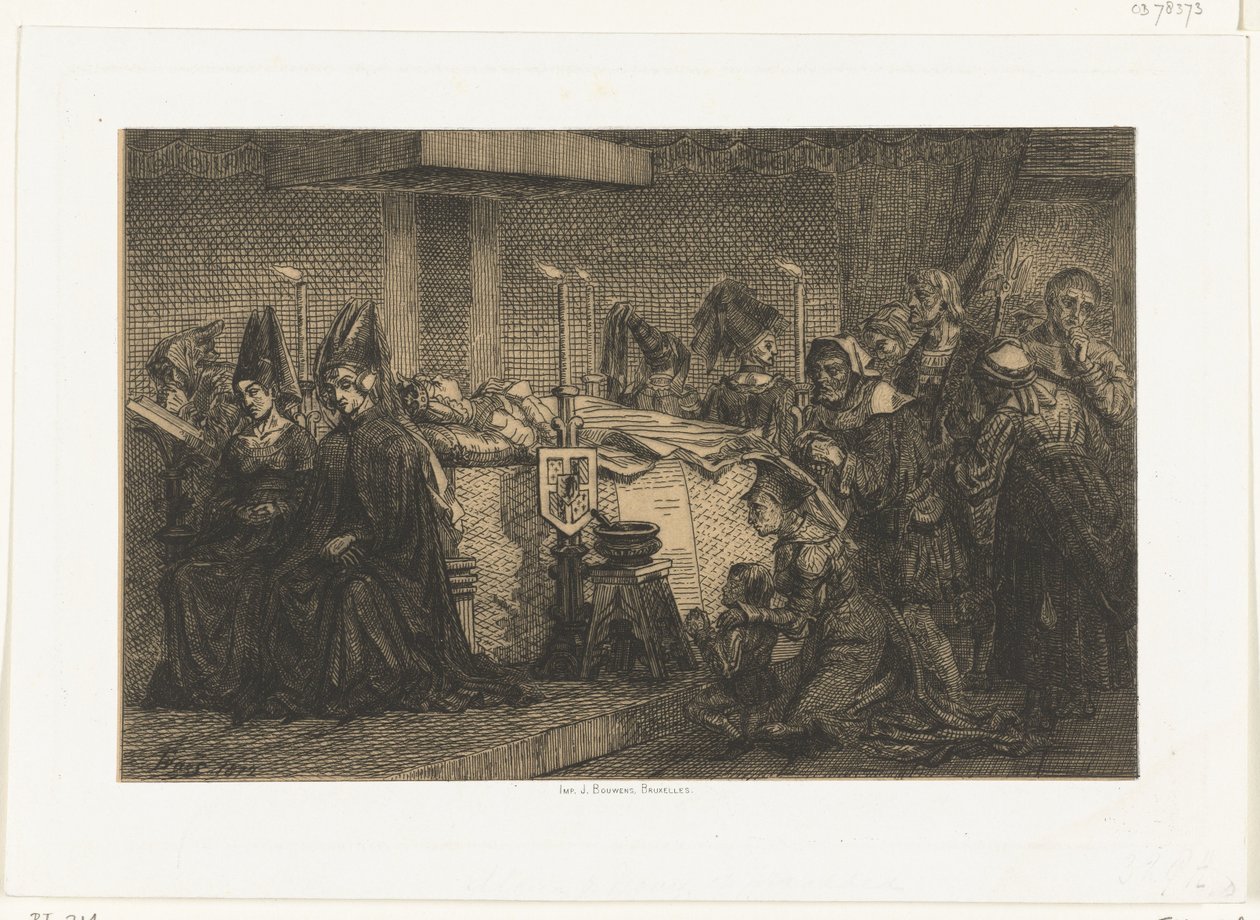 Maria van Bourgondië op haar praalbed door Edgar Alfred Baes