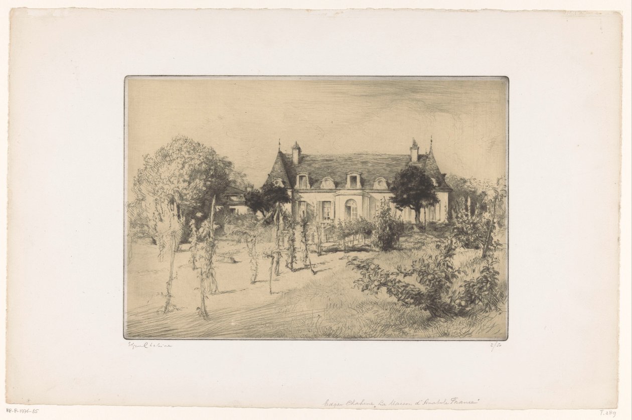 Gezicht op een tuin bij een huis door Edgar Chahine (signed by artist)