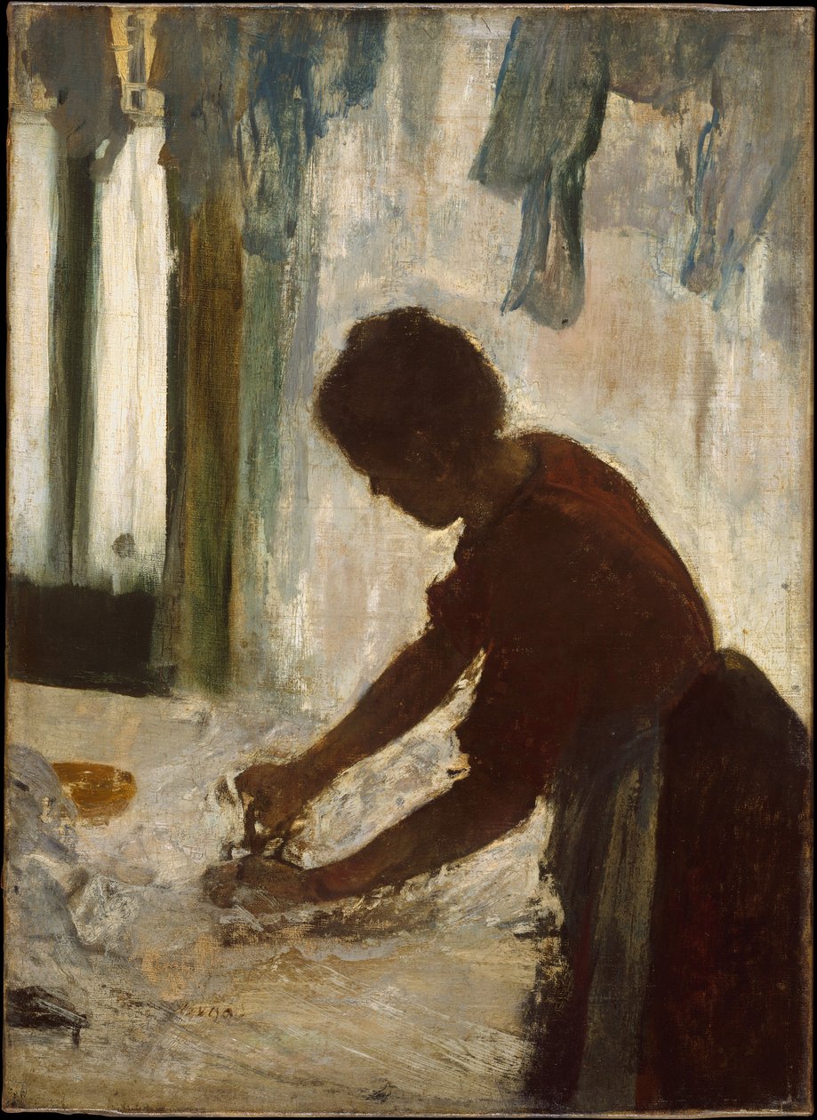 Een vrouw die strijkt door Edgar Degas