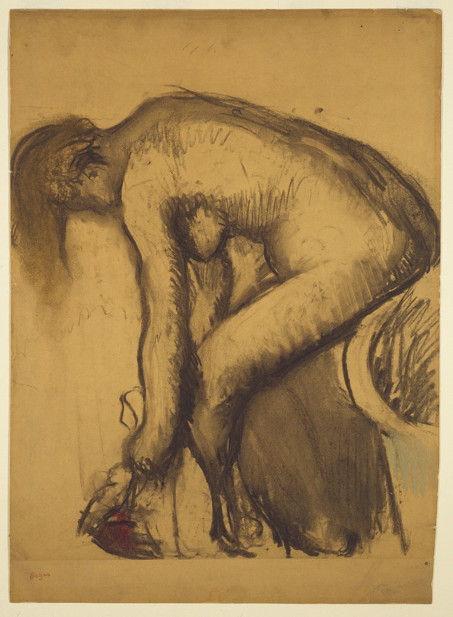 Na het bad (Vrouw die haar voeten droogt), c.1900 door Edgar Degas