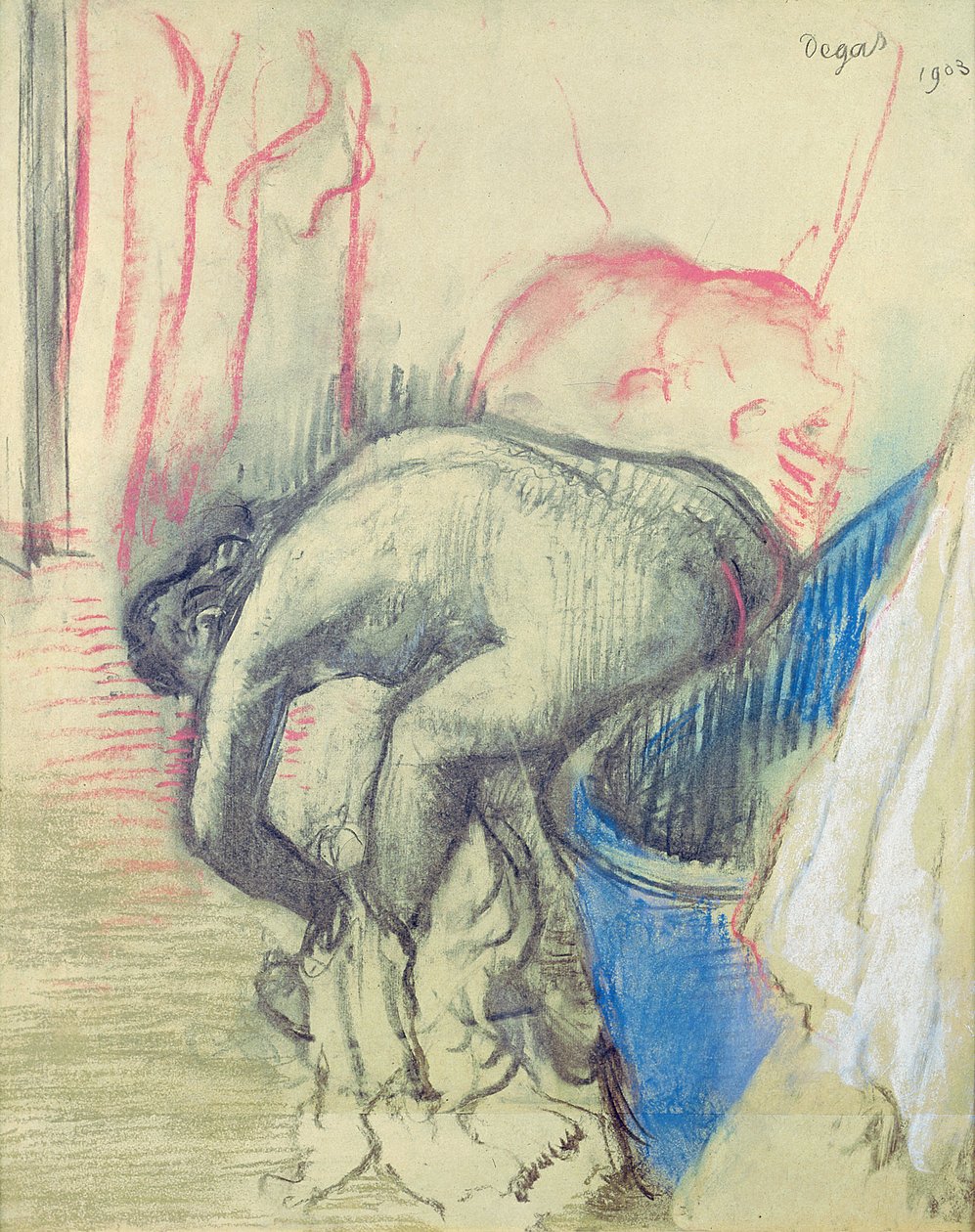 Na het Bad door Edgar Degas