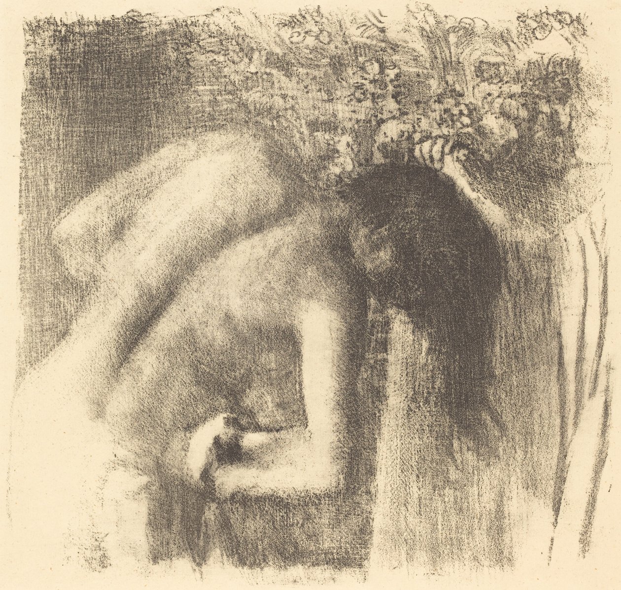Na het bad La sortie du bain Grand planche, ca. 1891 door Edgar Degas
