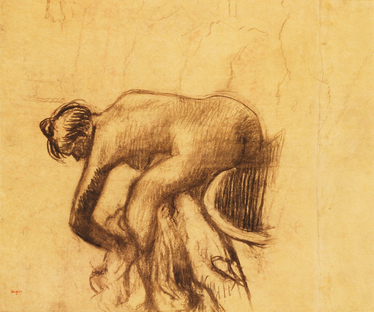 Na het Bad, Vrouw die Zich Afdroogt door Edgar Degas