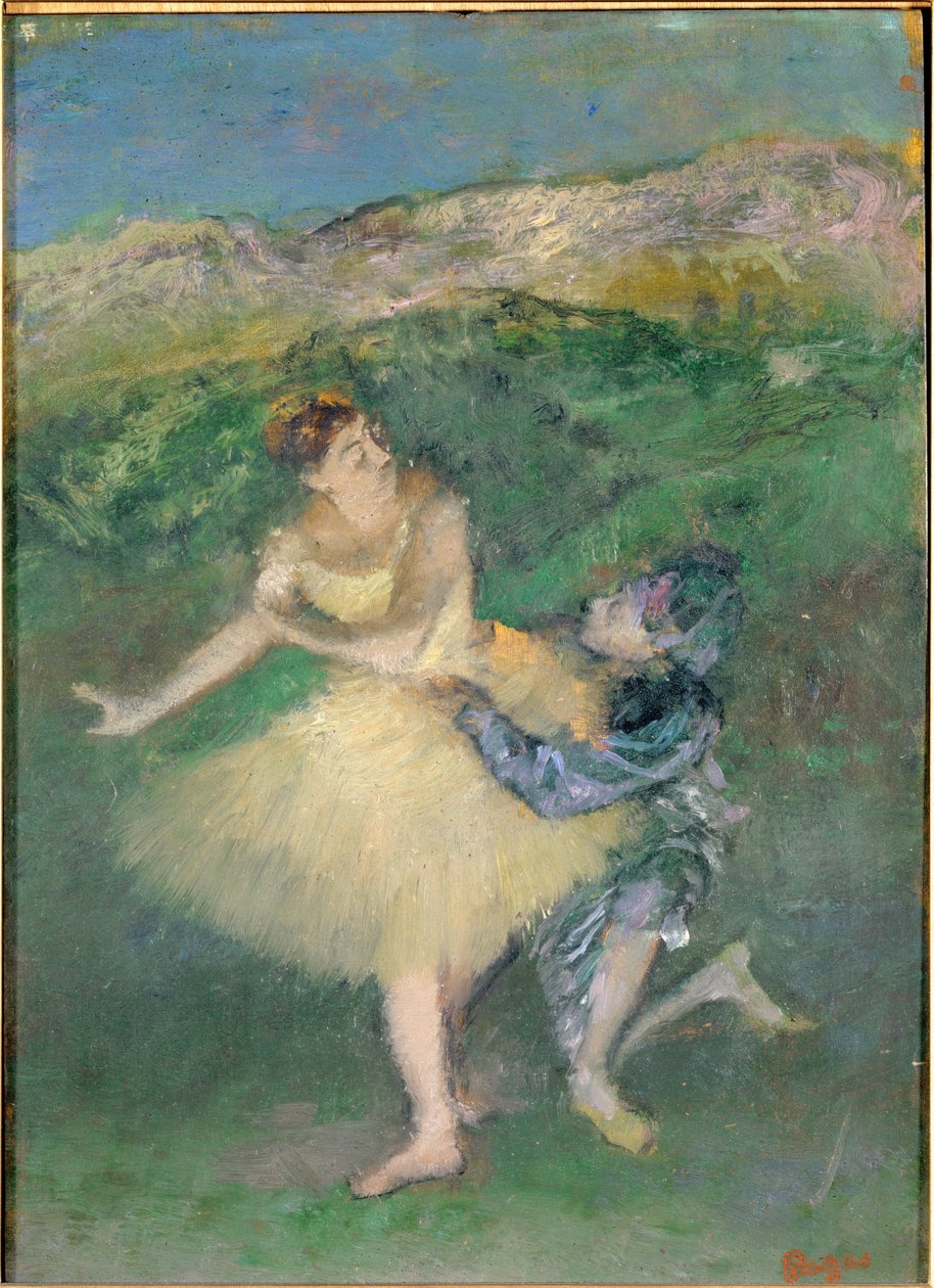 Arlequin et Colombine (olieverf op hout) door Edgar Degas