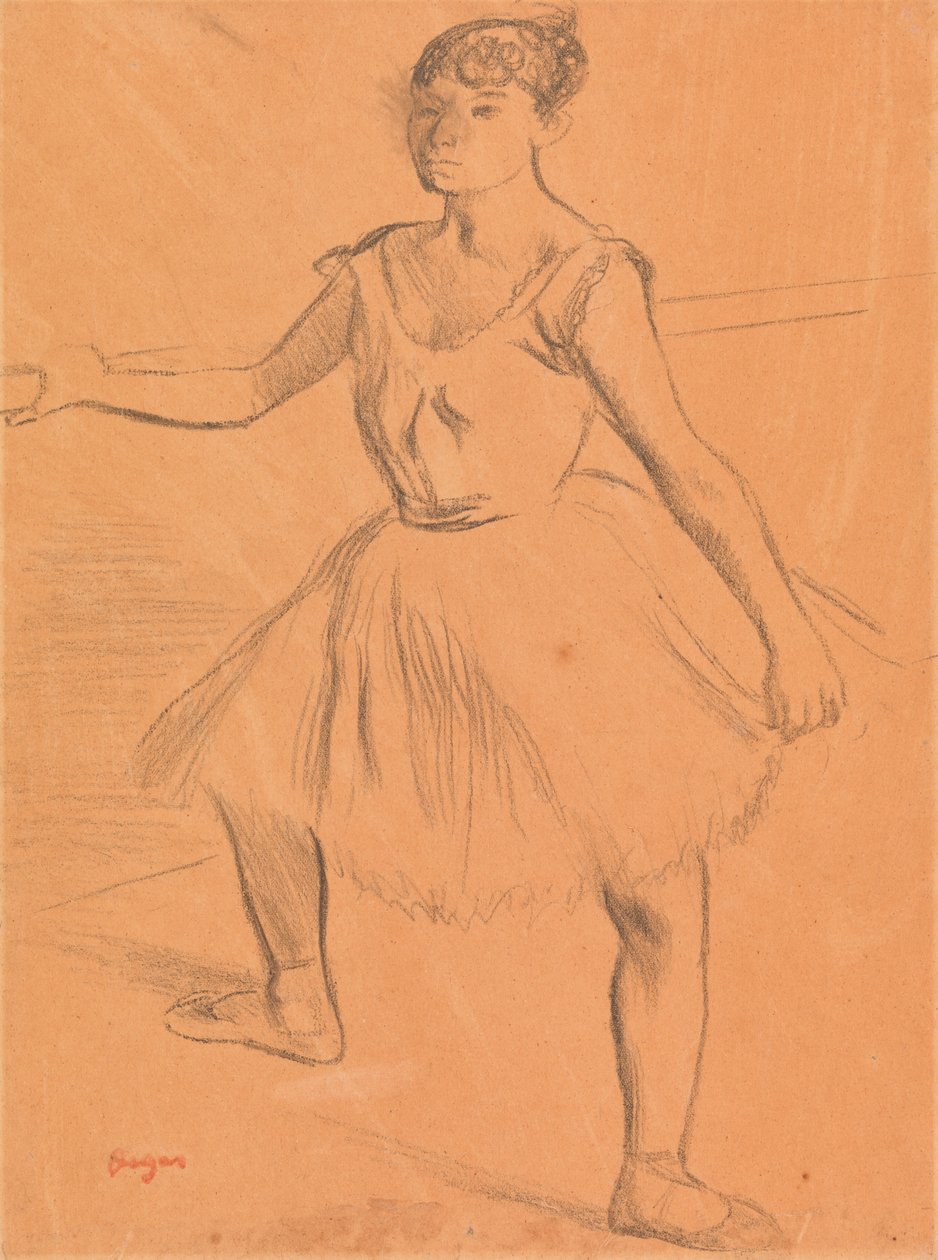 Ballerina Staand bij de Barre door Edgar Degas