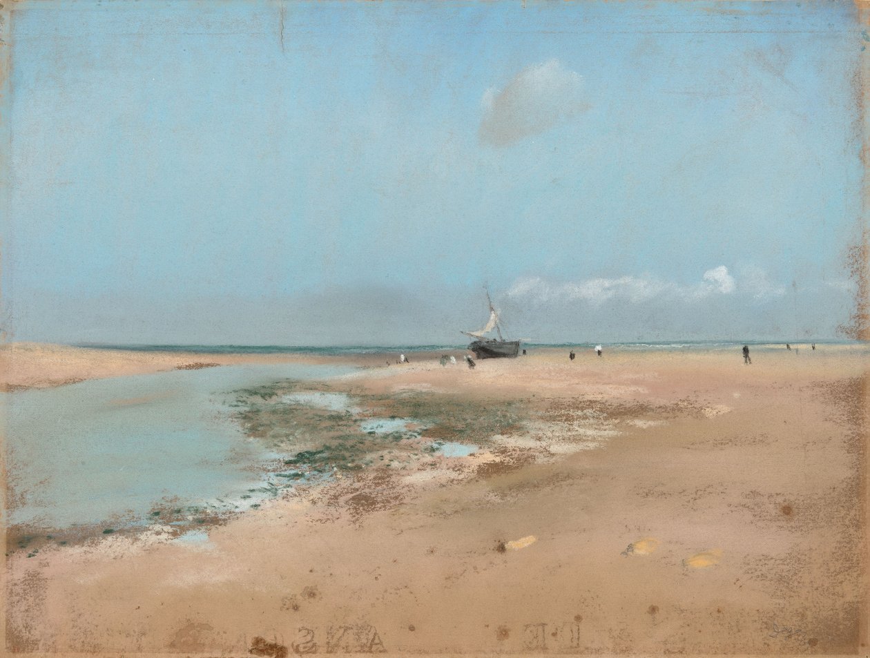 Strand bij laagwater (monding van de rivier) door Edgar Degas
