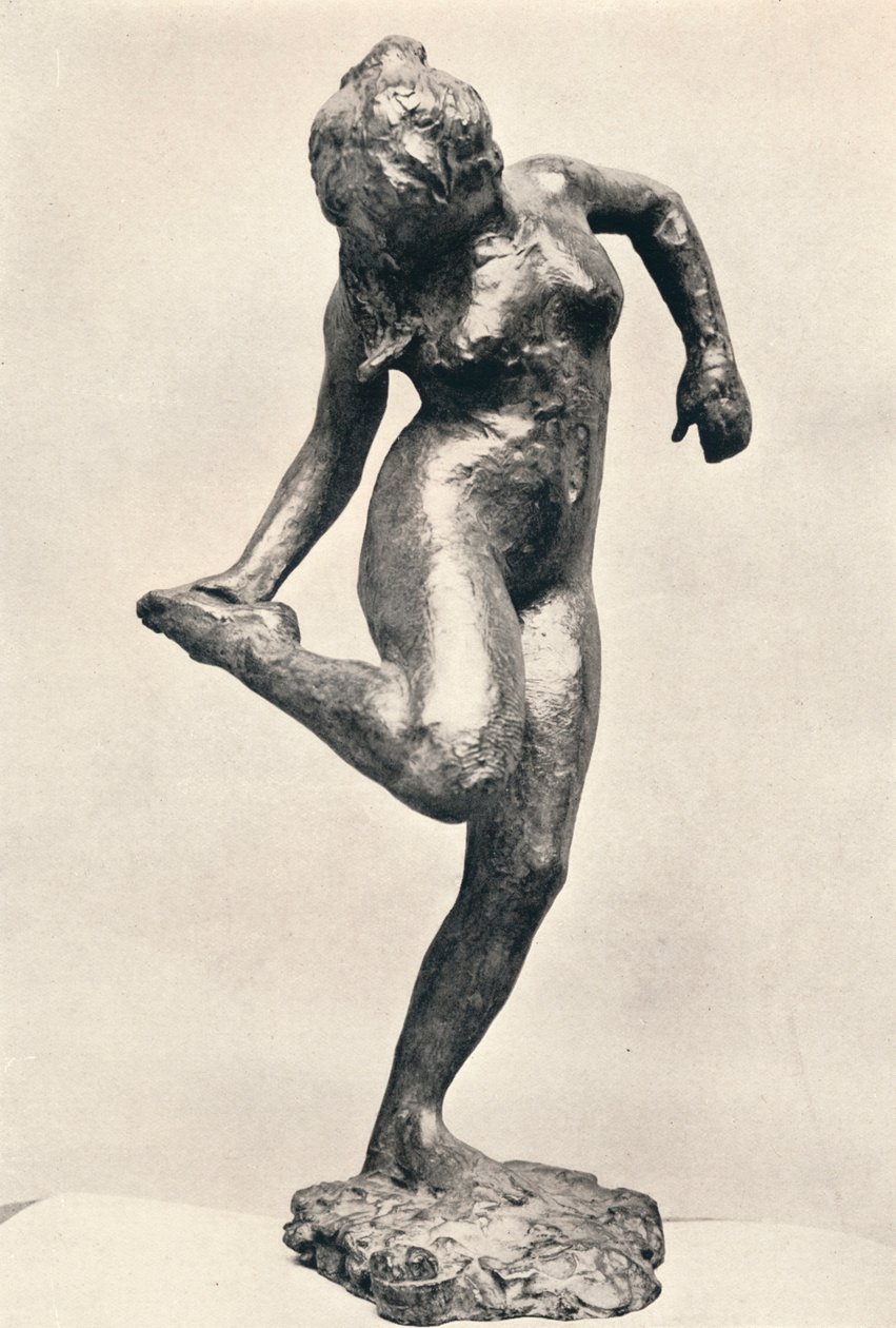 Danseres kijkt naar de zool van haar rechtervoet, ca. 1900 door Edgar Degas