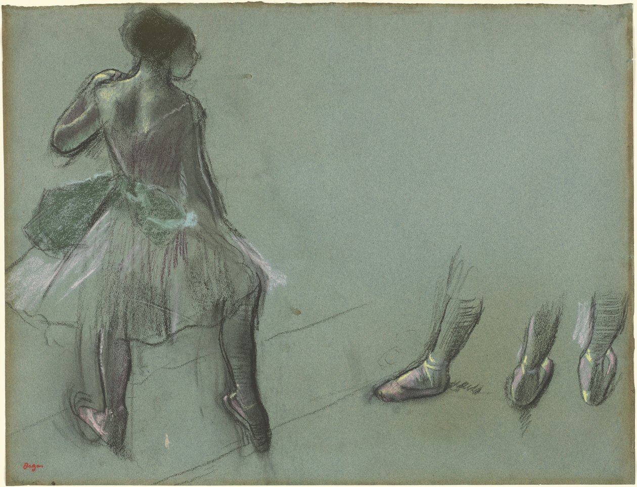 Dancer van Achteren Gezien en Drie Studies van Voeten door Edgar Degas