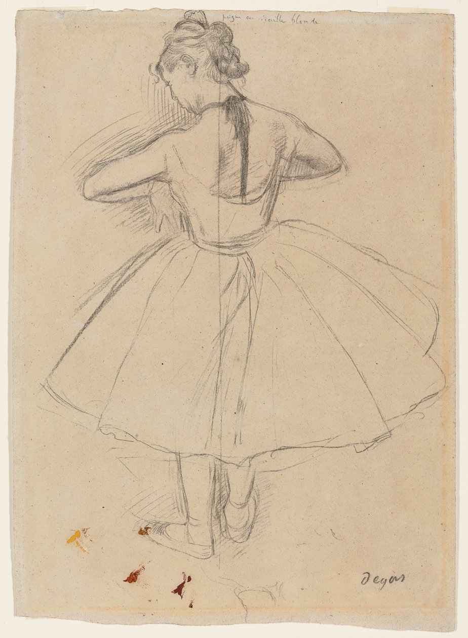 Danser Staand, Achteraanzicht; Danseuse debout, vue de dos, 1872-1873 door Edgar Degas
