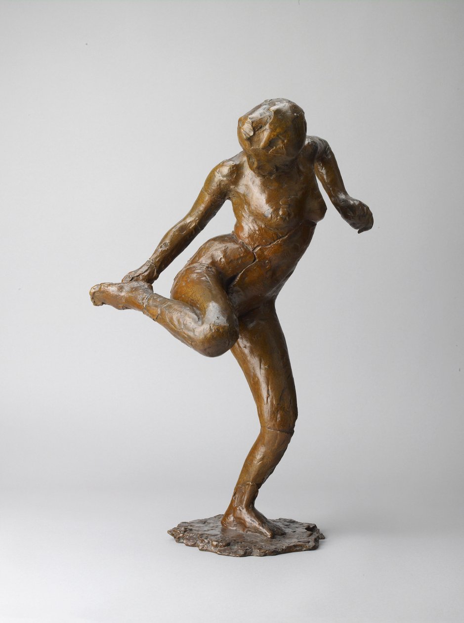 Dancer kijkt naar de zool van haar rechtervoet, 1882-1895 door Edgar Degas