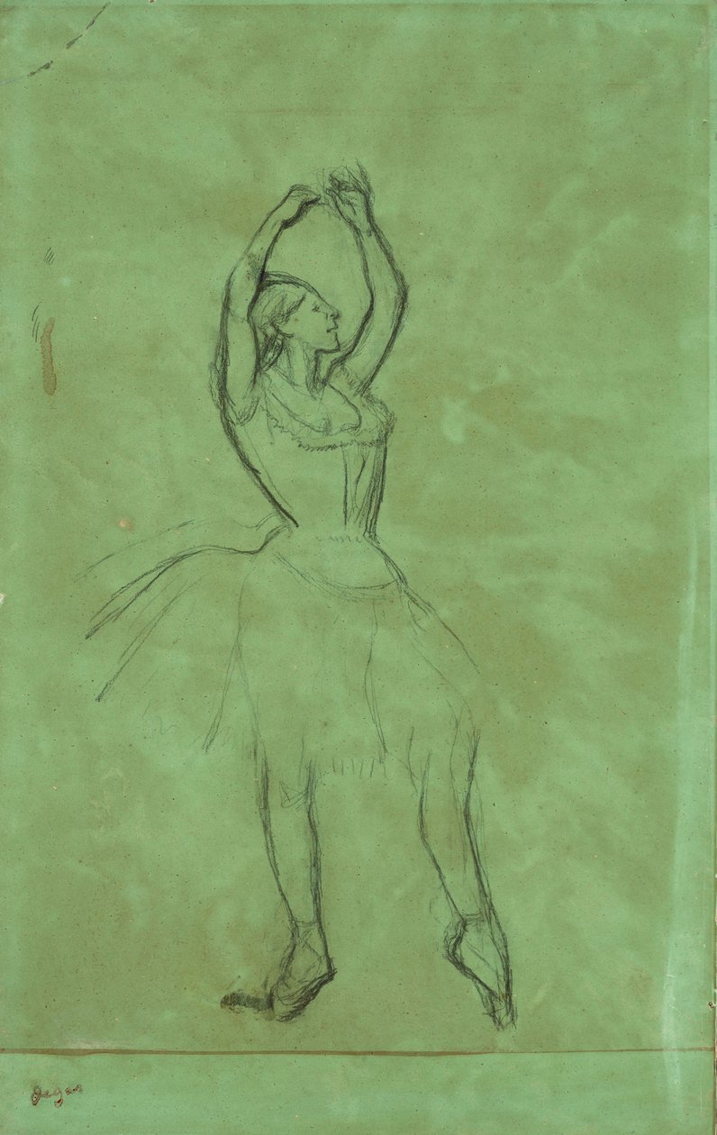 Danseres met opgeheven armen door Edgar Degas