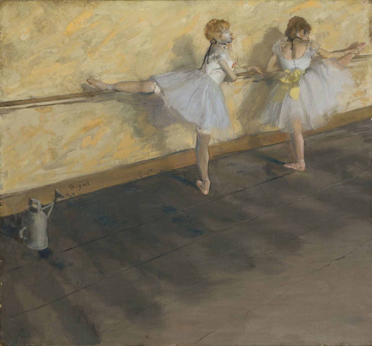 Dansers die Oefenen aan de Barre door Edgar Degas