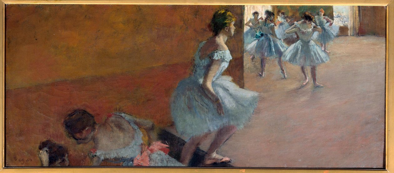 Dansers die de trap opgaan Schilderij door Edgar Degas (1834-1917) door Edgar Degas