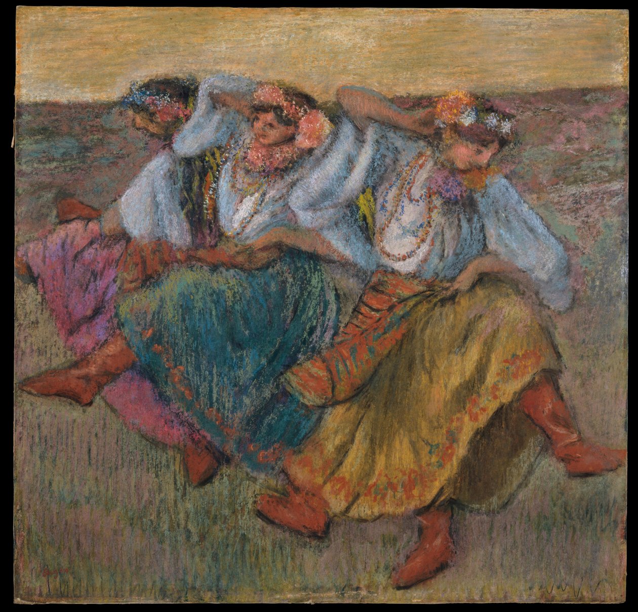 Dansers in Oekraïense klederdracht door Edgar Degas