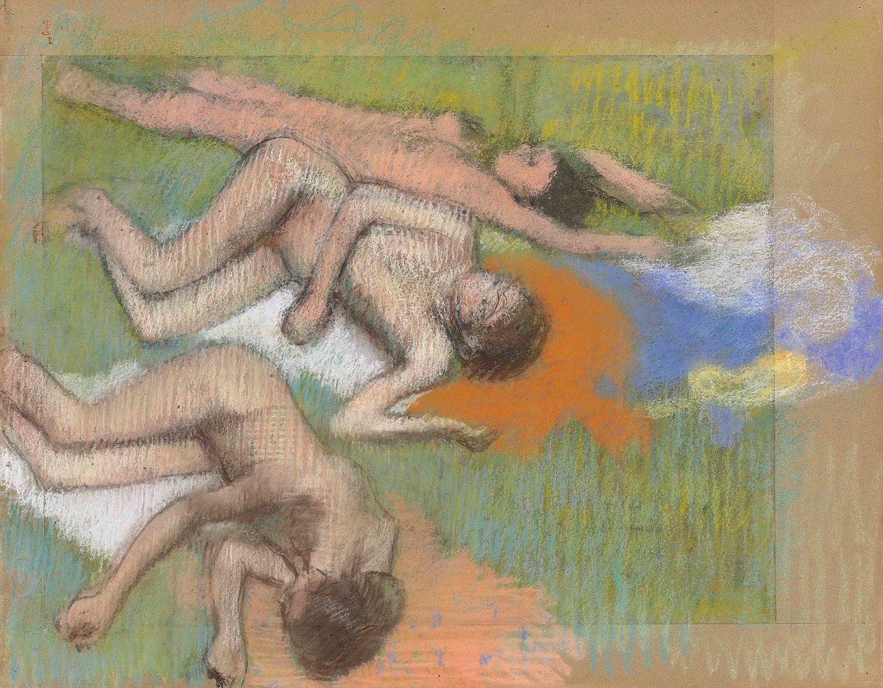 Degas - Na een bad, drie naakte vrouwen, circa 1890-1895 door Edgar Degas