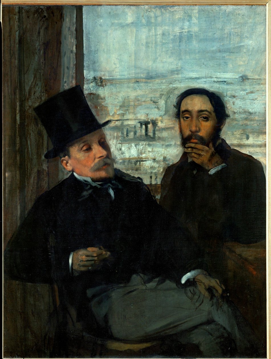 Edgar Degas en zijn vriend Evariste de Valernes, Frans schilder (olieverf op doek) door Edgar Degas