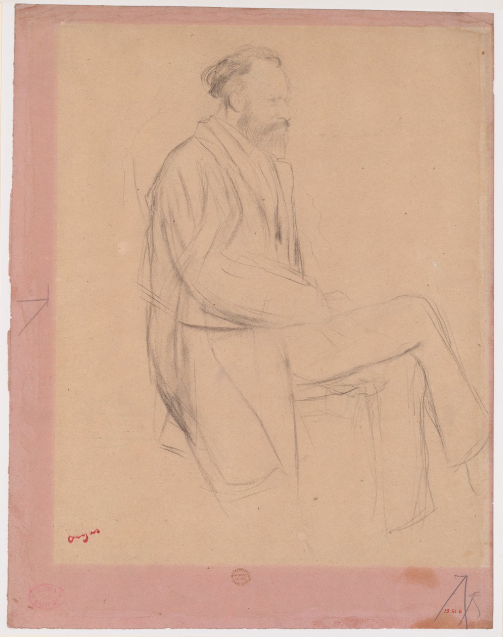 Édouard Manet, Zittend, profiel van rechts door Edgar Degas