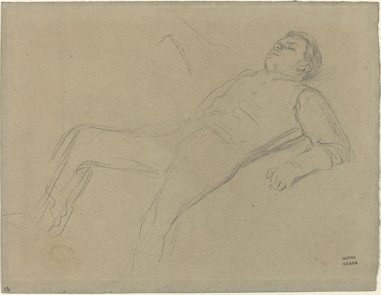 Gevallen jockey studie voor scène uit de steeplechase: De gevallen jockey, ca. 1866 door Edgar Degas