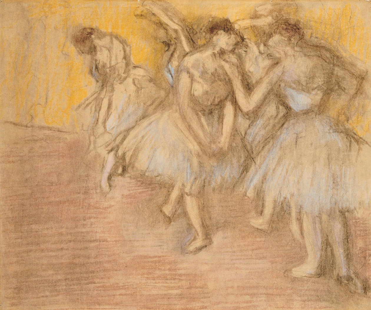 Vijf dansers op het podium, c.1906-08 door Edgar Degas