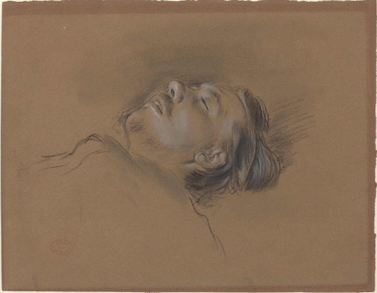 Hoofd van de gevallen jockey (studie) door Edgar Degas