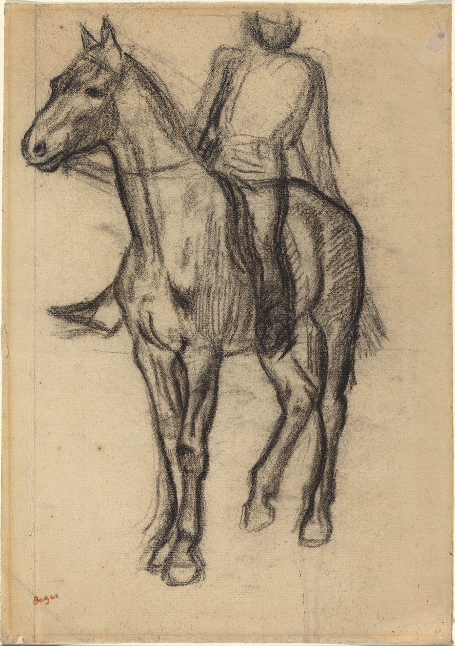 Paard en ruiter, ca. 1878 door Edgar Degas