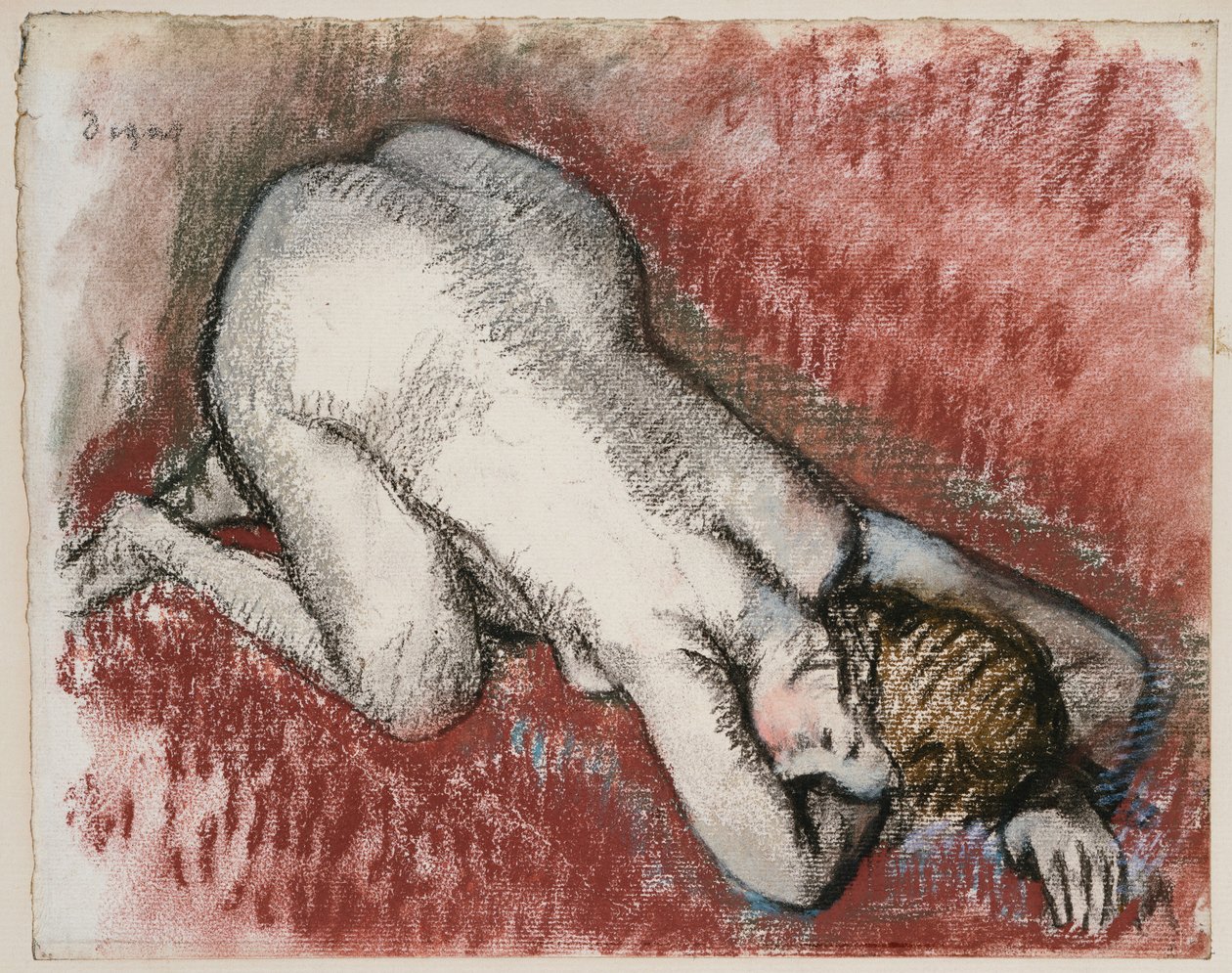 Knielende Naakte Vrouw door Edgar Degas