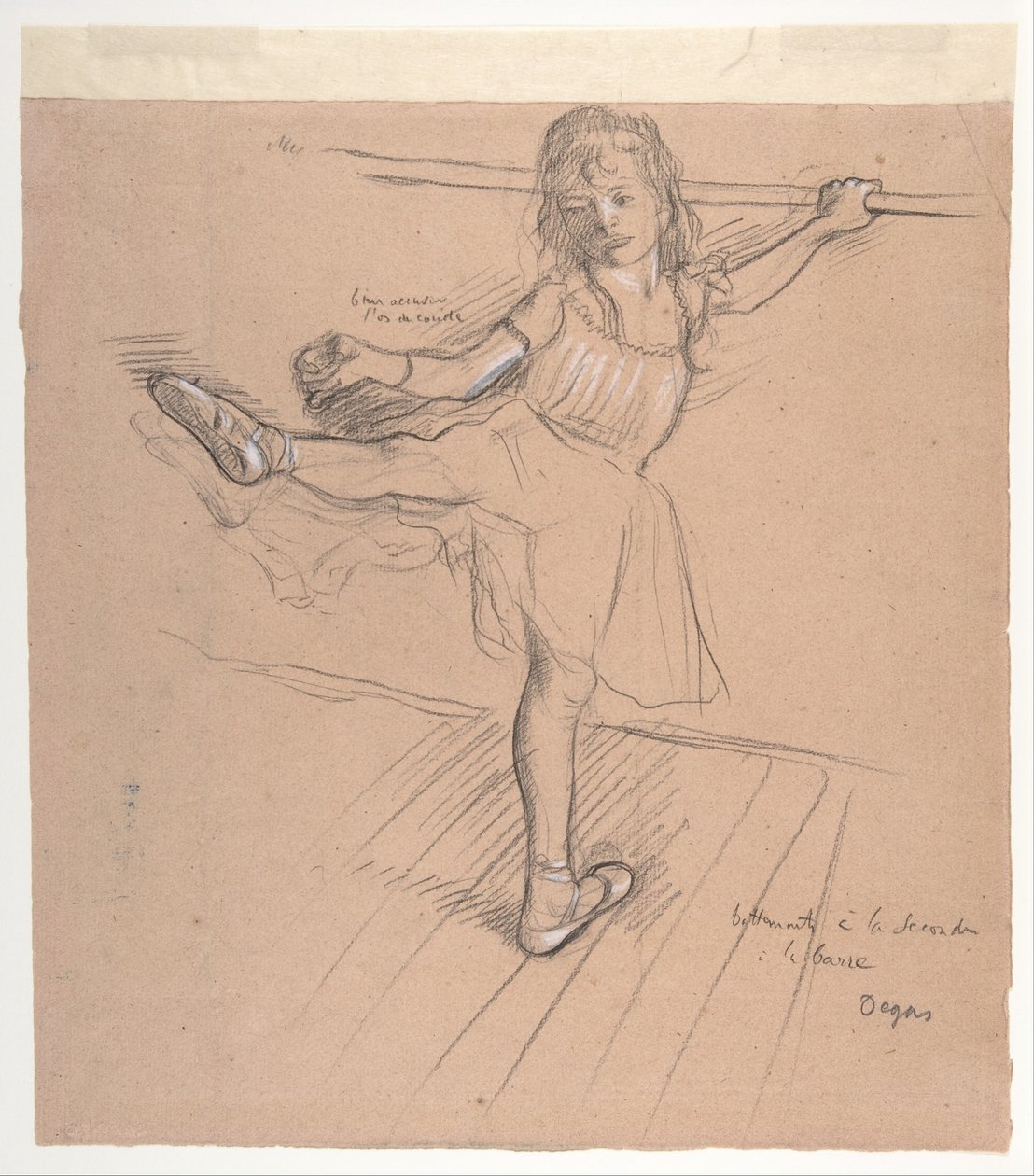 Kleine meid die aan de bar oefent door Edgar Degas