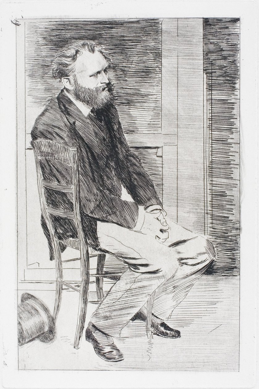 Manet zittend, naar rechts gedraaid door Edgar Degas
